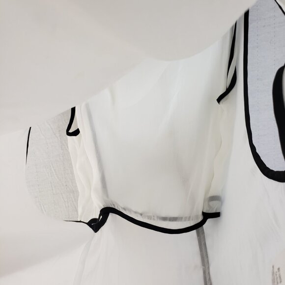 Helmut Lang Double Layered Chiffon Tank White Black Longline Minimalist size S - Picture 12 of 15